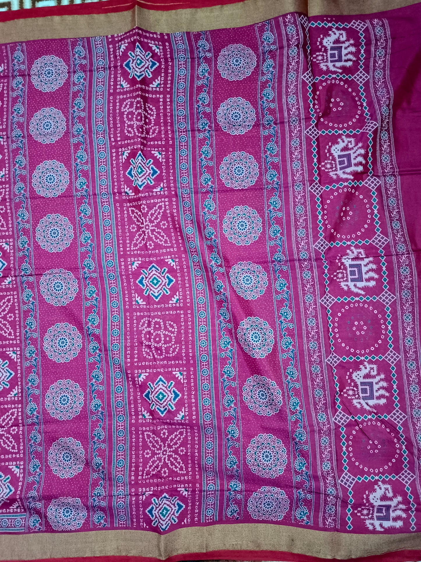 Pink patola bandhini vegan mull cotton saree HA25457 - Lightweight Summer Wear 🌿