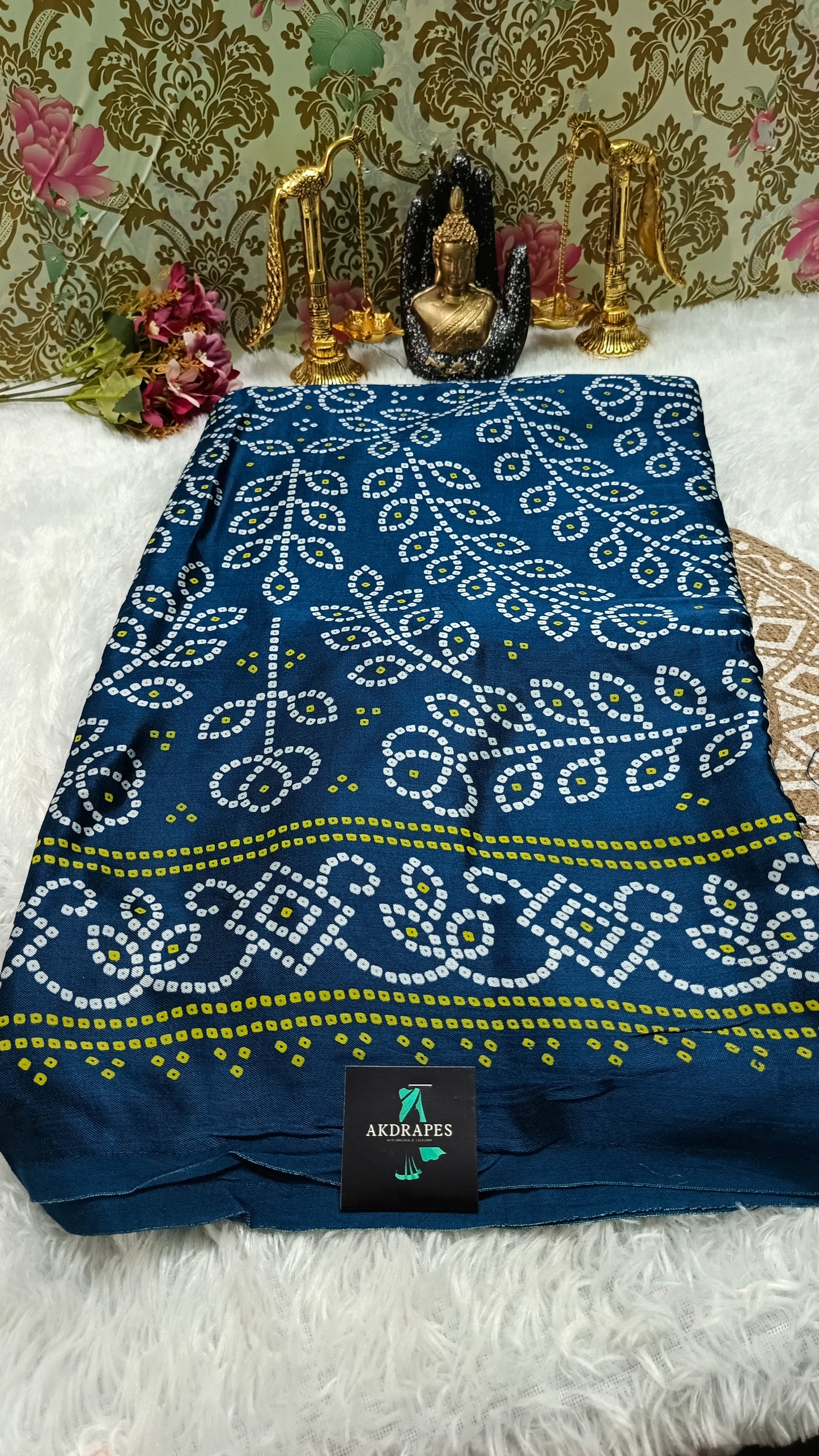 Blue Mystic Mashru vegan silk saree SA25862