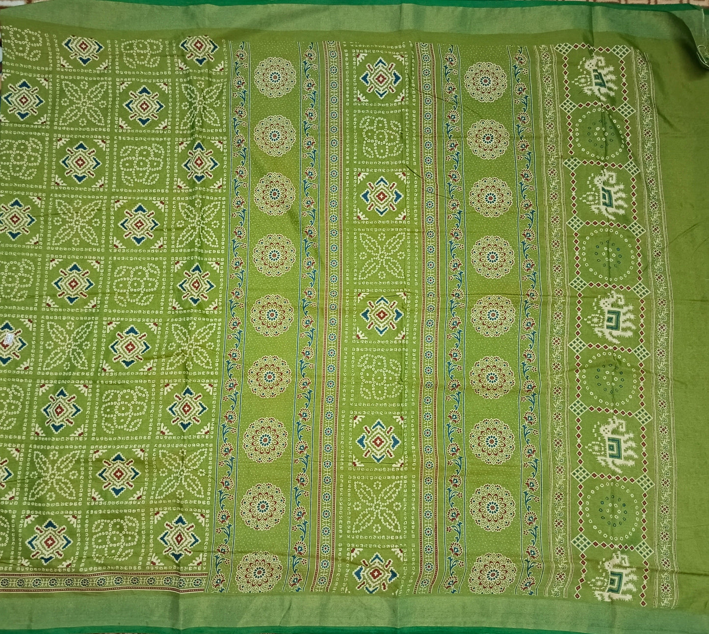 Green patola bandhini vegan mull cotton saree HA25460 - Lightweight Summer Wear 🌿