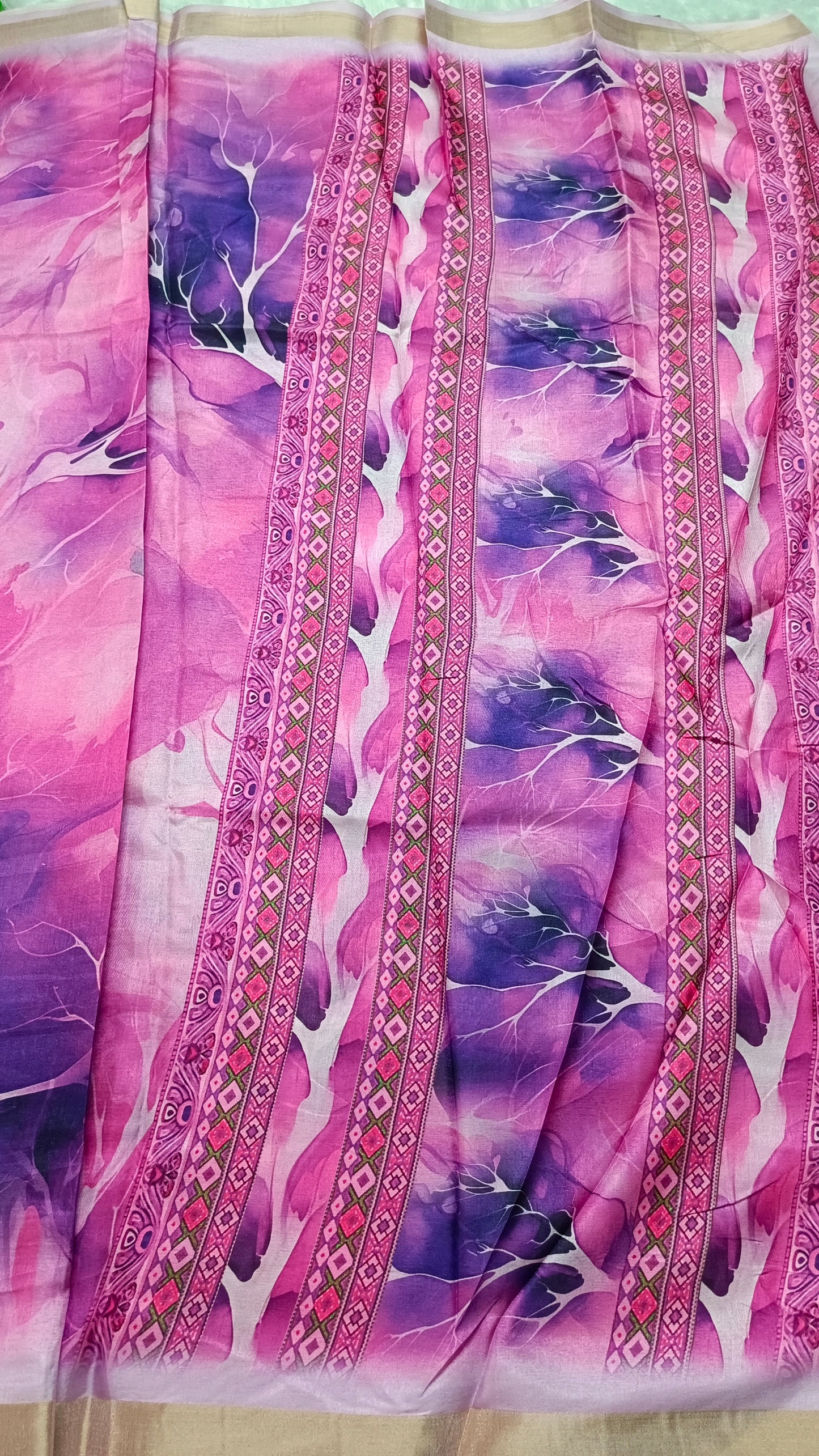 Purple Marble Vegan Chiffon silk saree SA25705