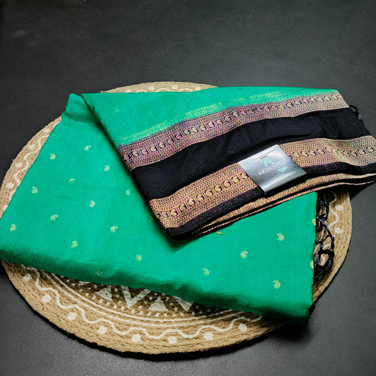 Sapphire Green Navy Blue Kairika Vegan Viscose Crepe Silk Saree MA25168