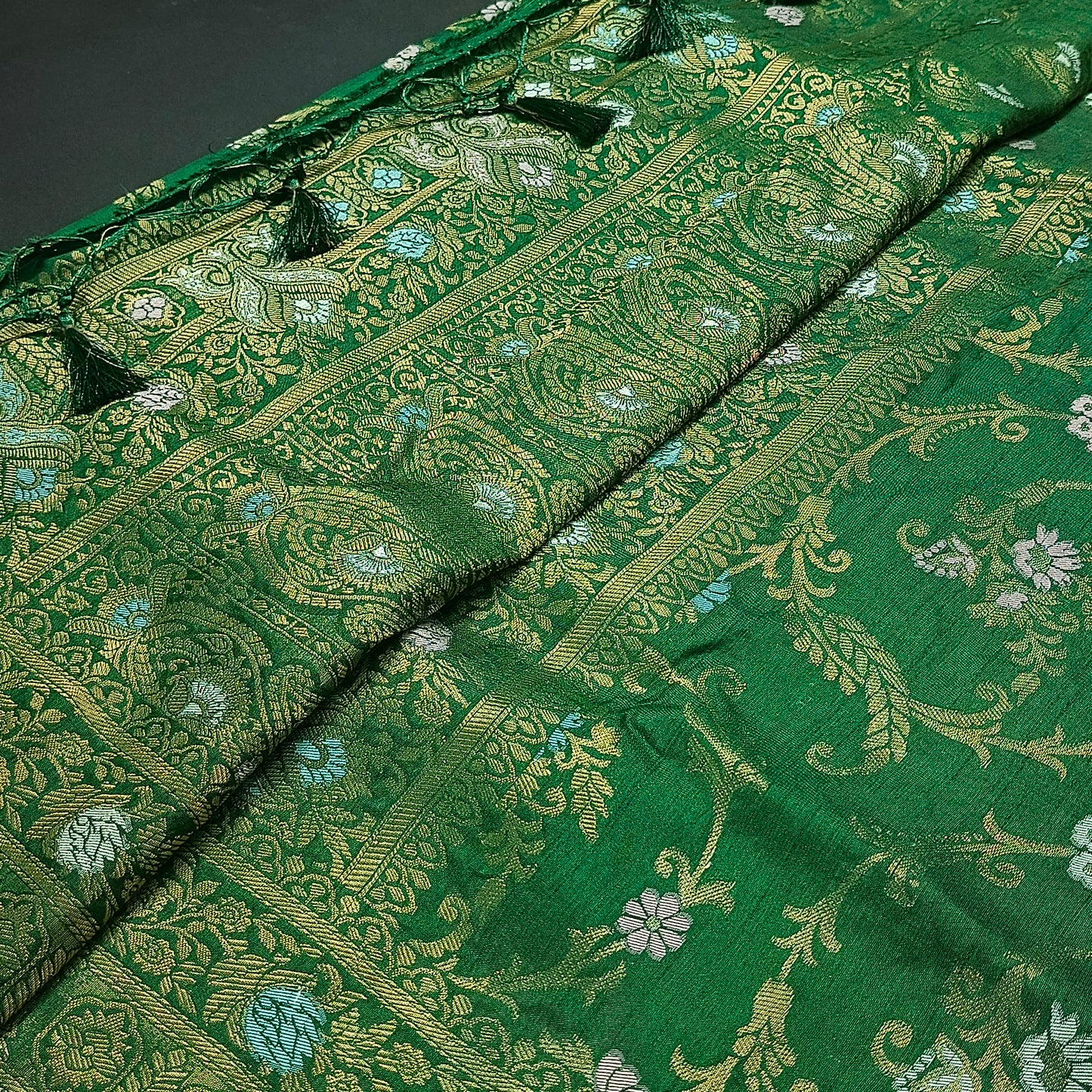 Bottle Green Anaamika vegan kaddi georgette saree MA25269