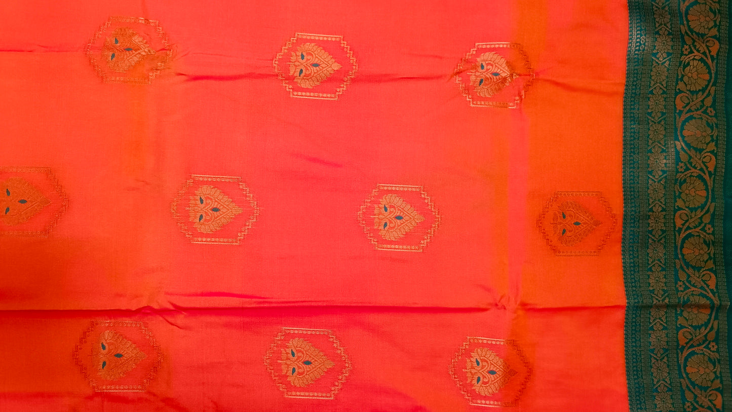 Peach Sea green Anantha vastra Vegan Kanchi soft silk saree MA25120