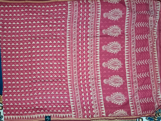Pink Rapid discharge Vegan chanderi cotton saree HA25453