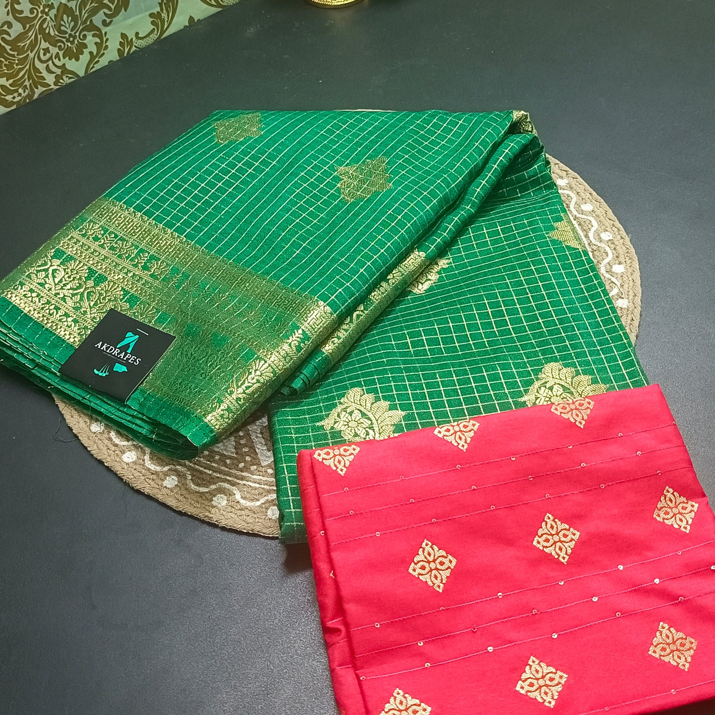 Dark Green Jaalika Vegan Viscose Georgette Saree MA25224