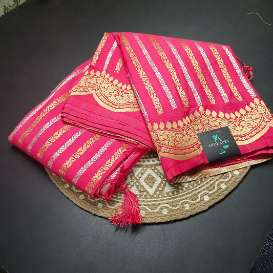 Pink Kanakavalli Premium vegan kaddi georgette saree MA25236