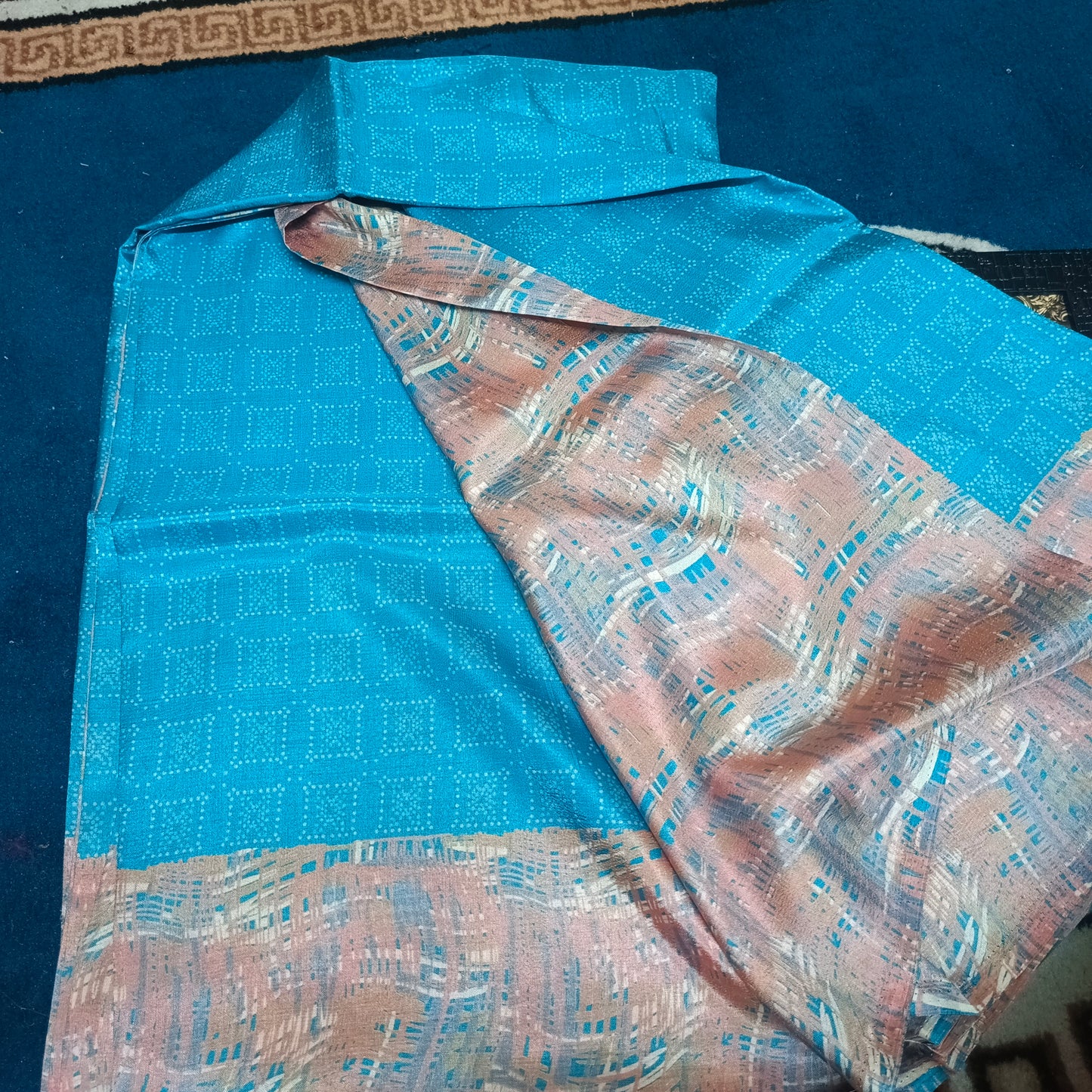 Blue Kashmiri vegan crepe Silk vol 02 SA25667
