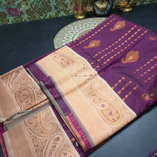 Wine Beige vegan Kanchi silk saree MA25130