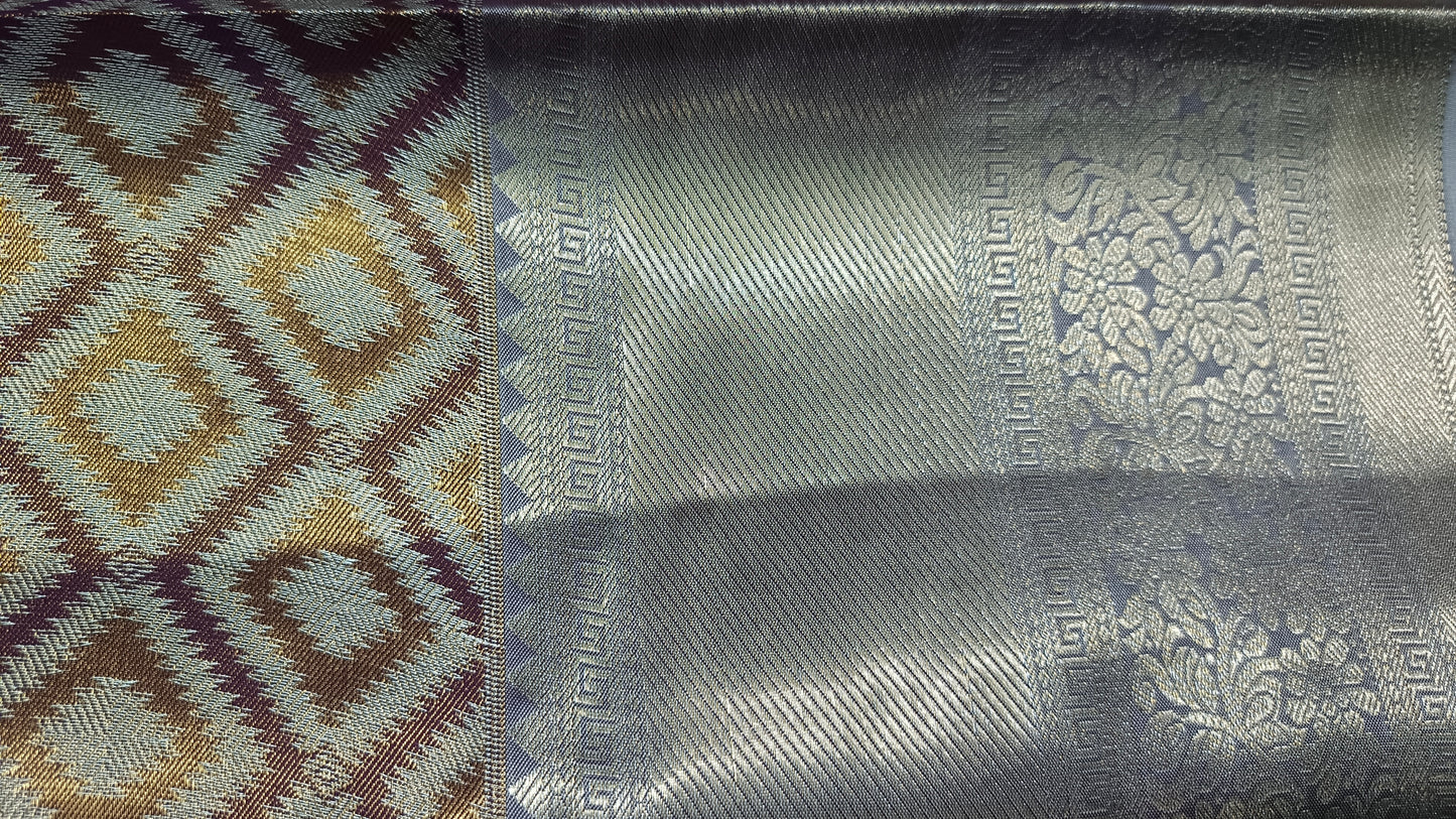 Purple with gold Radiance Heritage vegan self tissue kanchi silk saree LA25933