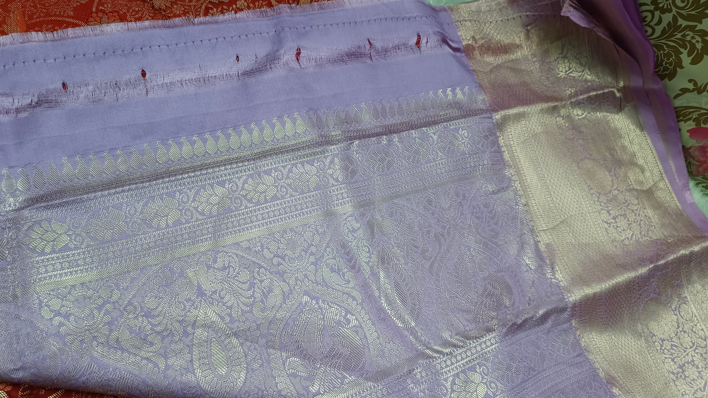 Red with purple Aiswariyam vegan Brocade Kanchi silk saree LA25948