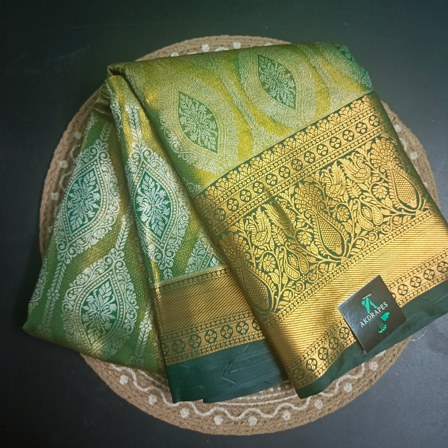 Green Swarnika Vegan bridal silk saree JA25313