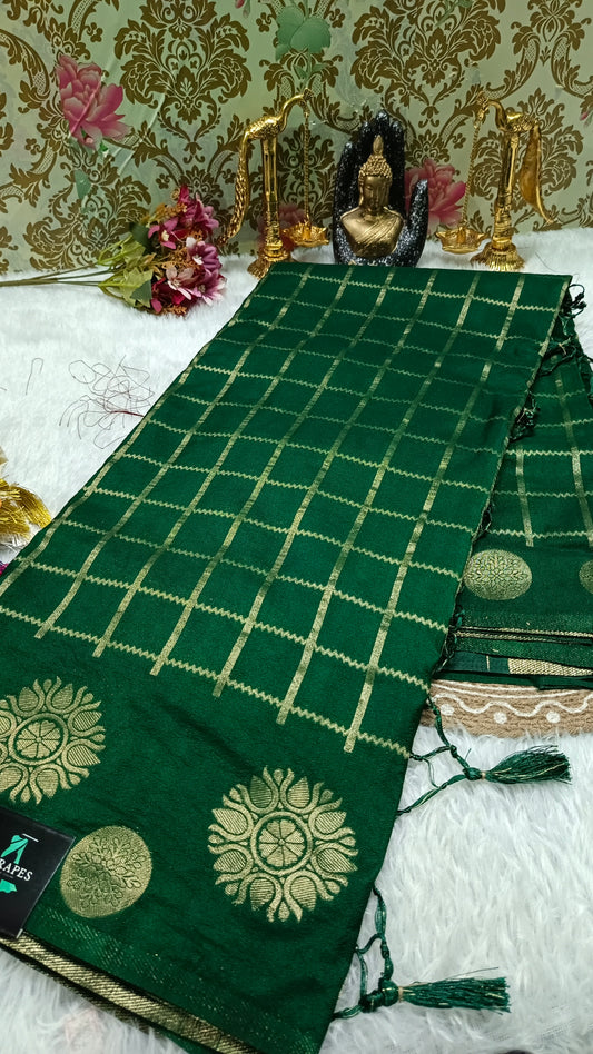 Bottle Green Sudar Chakkram vegan kaddi georgette saree MA25097