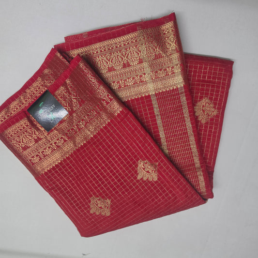 Red with Dark Green Jaalika Vegan Viscose Georgette Saree MA25221
