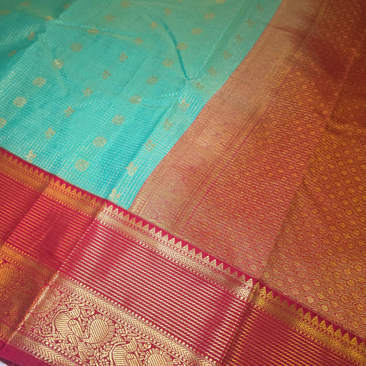 Green Red Parampara vegan kanchi silk saree GA26151
