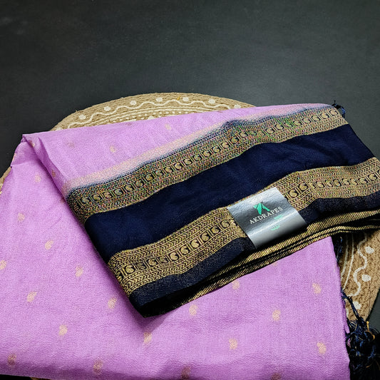 Lavender Navy Blue  Kairika Vegan Viscose Crepe Silk Saree MA25169