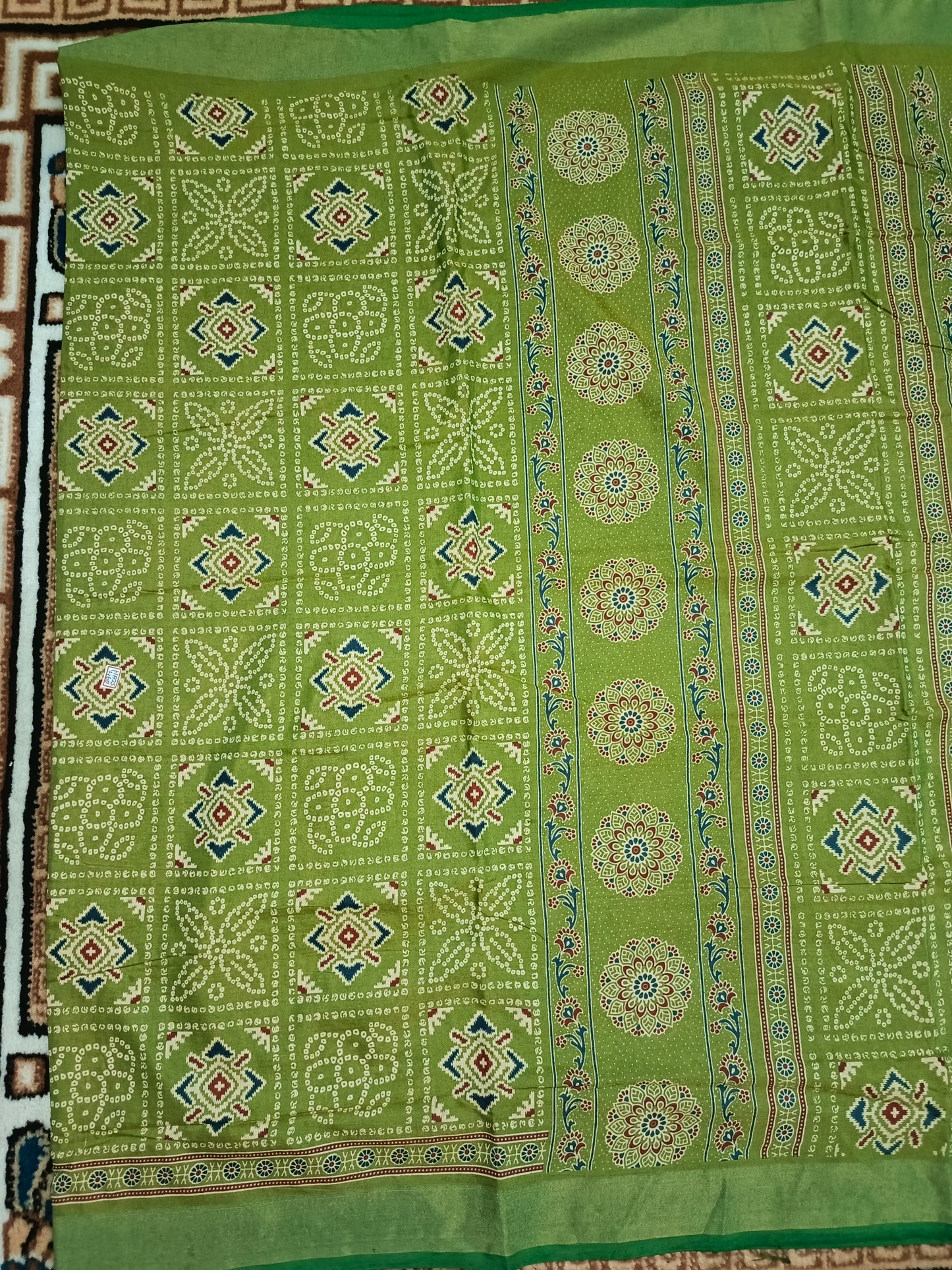 Green patola bandhini vegan mull cotton saree HA25460 - Lightweight Summer Wear 🌿