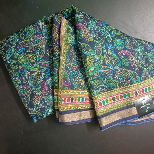Navy blue sugandha vegan digital malai cotton saree SA25573