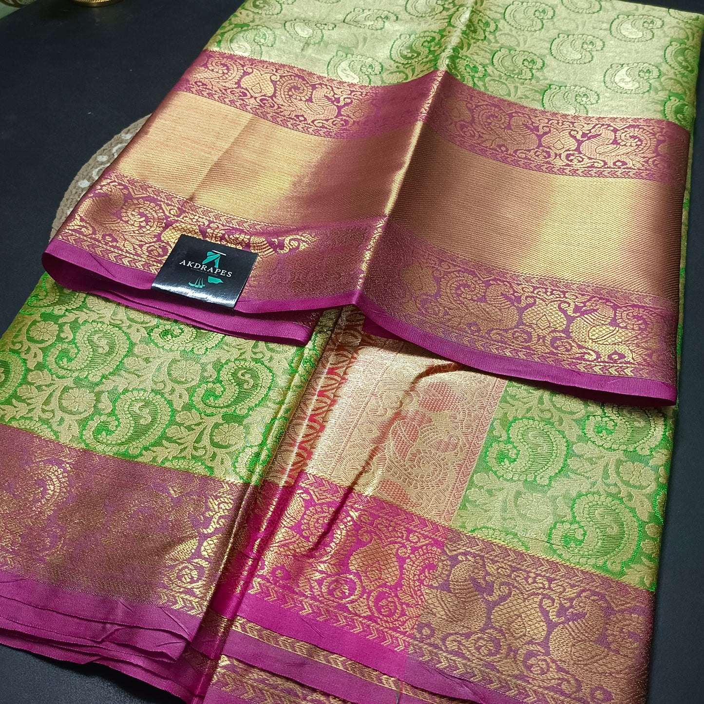 Green Amarpalli vegan kanchi bridal tissue saree JA25309
