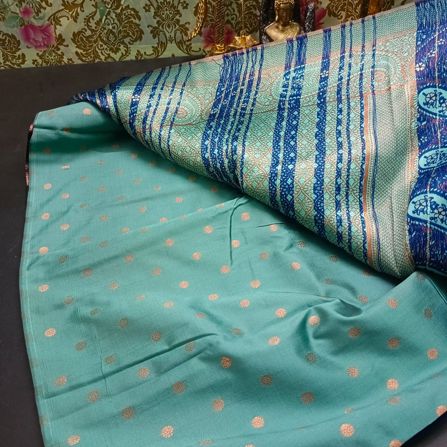 Navy blue blue Pavazha Pattu vegan Kanchi silk saree MA25131