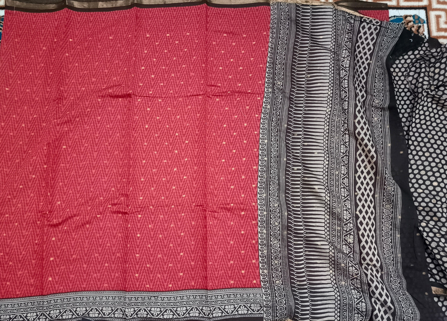 Red Bamboo zari Vegan Chanderi cotton saree HA25463