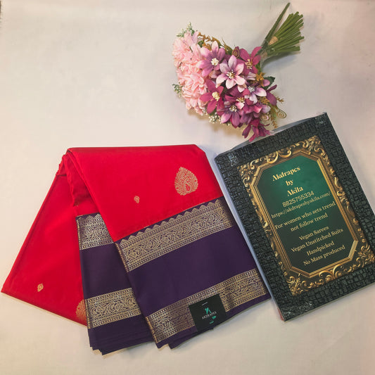 Red Violet Parampara vegan kanchi silk saree GA26138