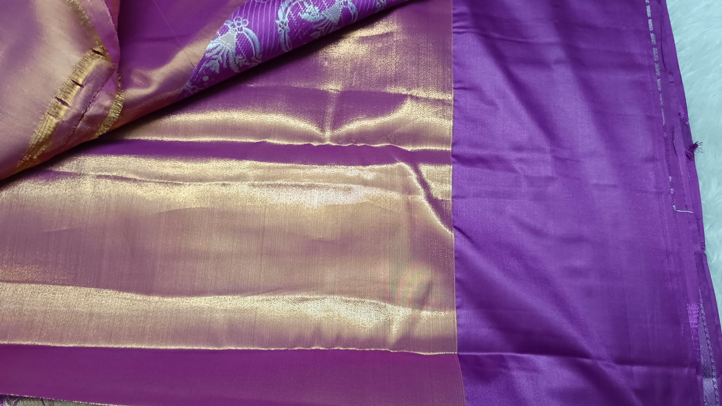 Gold with majenta Neelambari vegan tissue bridal kanchi silk saree LA25940