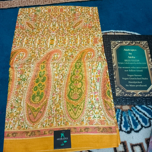 Yellow Vriddhi silk vol 1 floral vegan tussar crepe digital saree SA25637