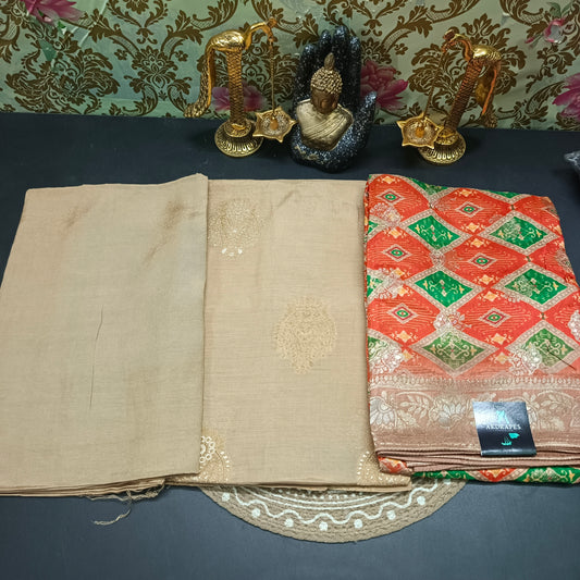 Beige vegan chinnon Unstitched suits HA25393