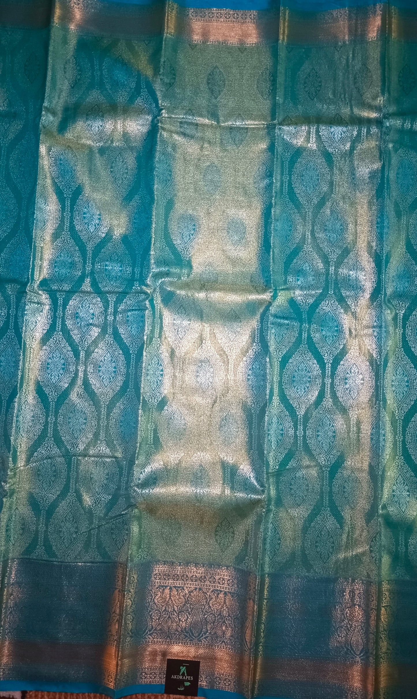 Sea blue Swarnika Vegan bridal silk saree JA25314