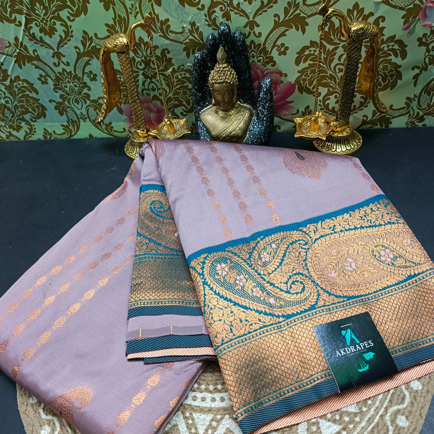 Lilac Blue Pavazha Pattu vegan Kanchi silk saree MA25133