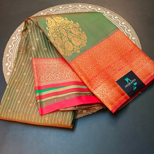 Green Red Maragatha Muhurtham Vegan Kanchi Silk Saree MA25109