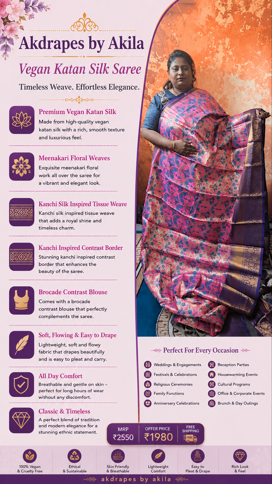 TIssue Tales Meenakari vegan bridal katan tissue saree kanchi inspiredJA25301