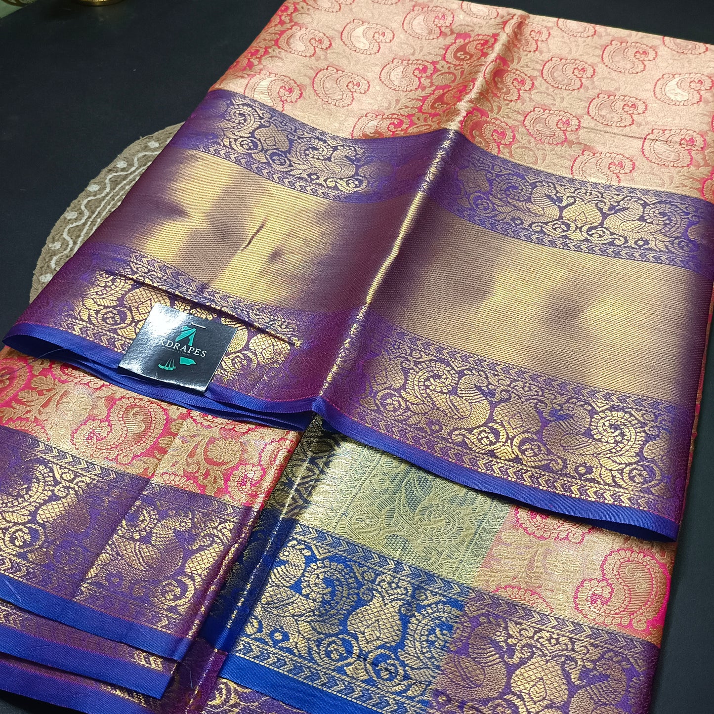 Pink Amarpalli vegan kanchi bridal tissue saree JA25310