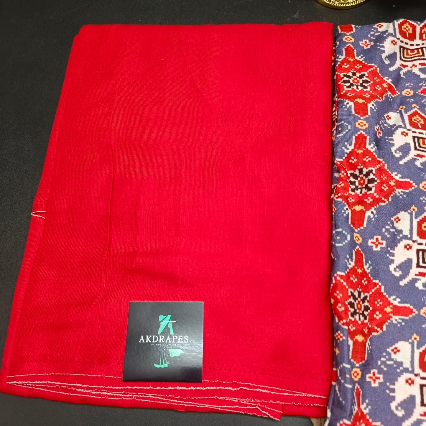 Grey red patola chinnon Unstitched suits HA25398