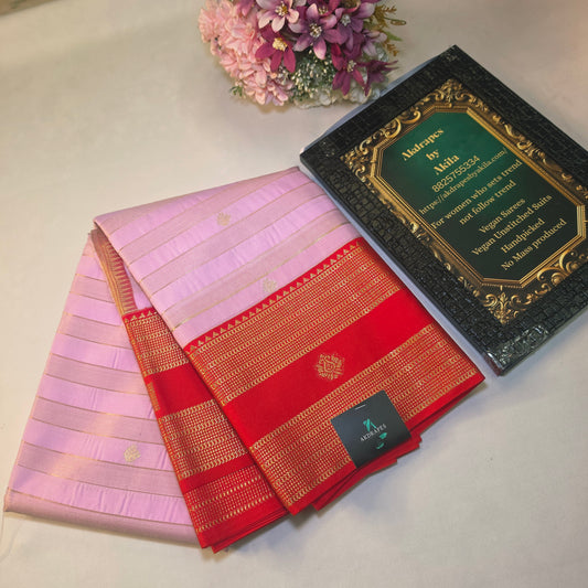 Lavender red Parampara vegan kanchi silk saree GA26159