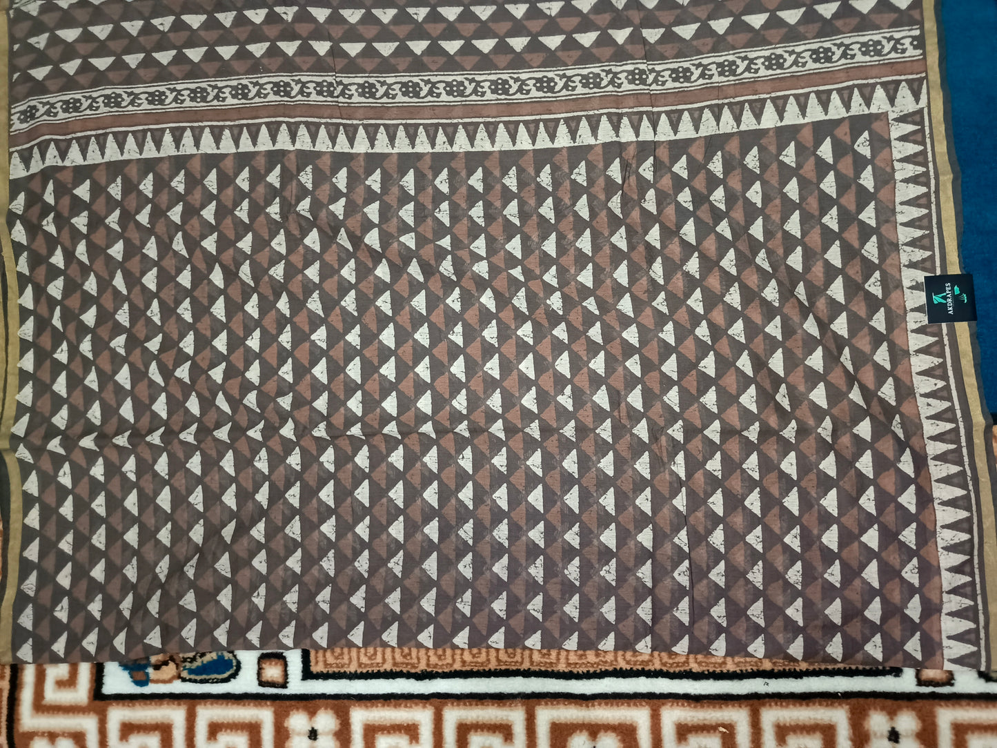 Brown Rapid discharge Vegan chanderi cotton saree HA25455