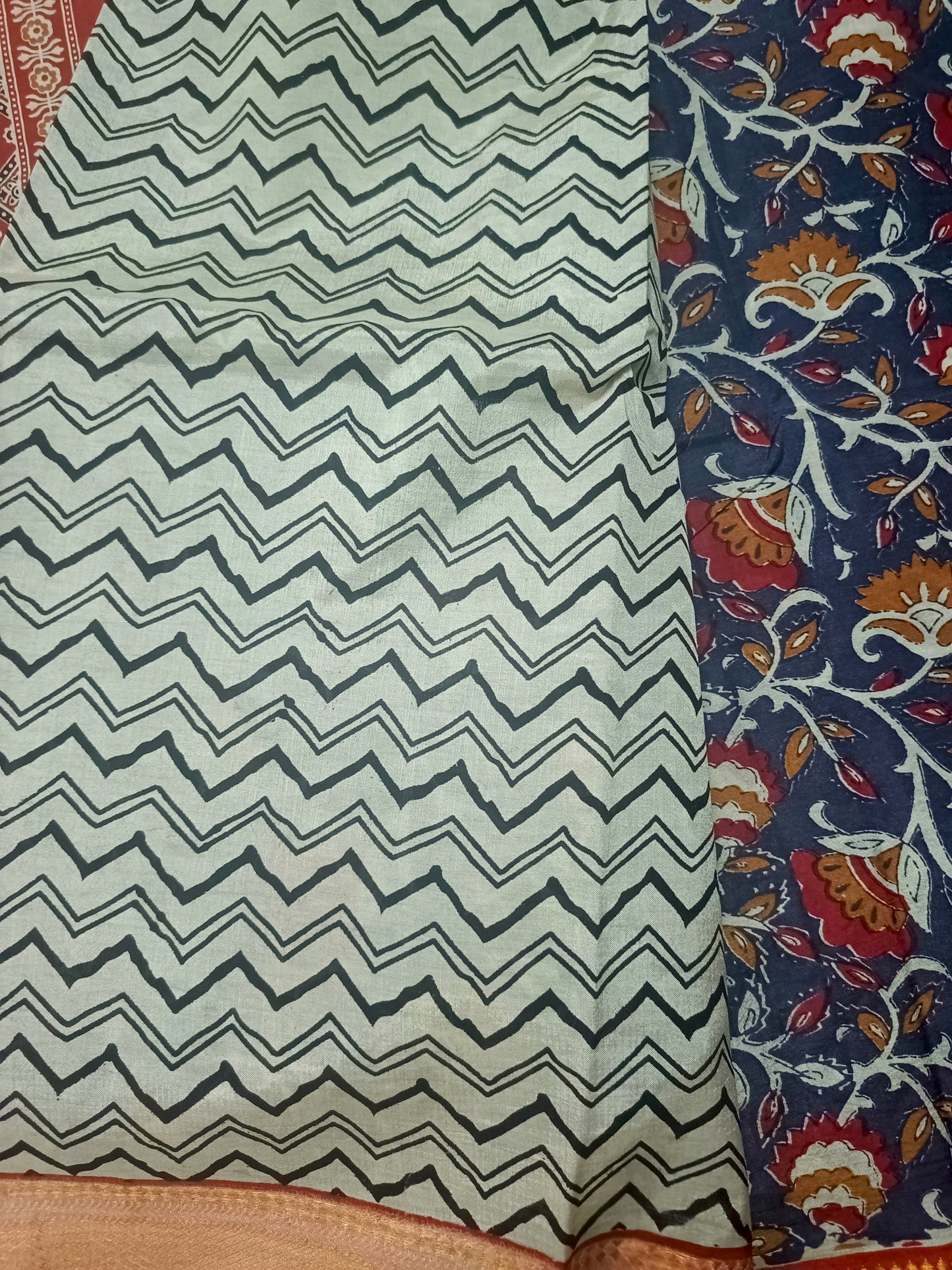 Violet Kalamkari veg dyed Vegan Magalgiri silk cotton Saree HA25473