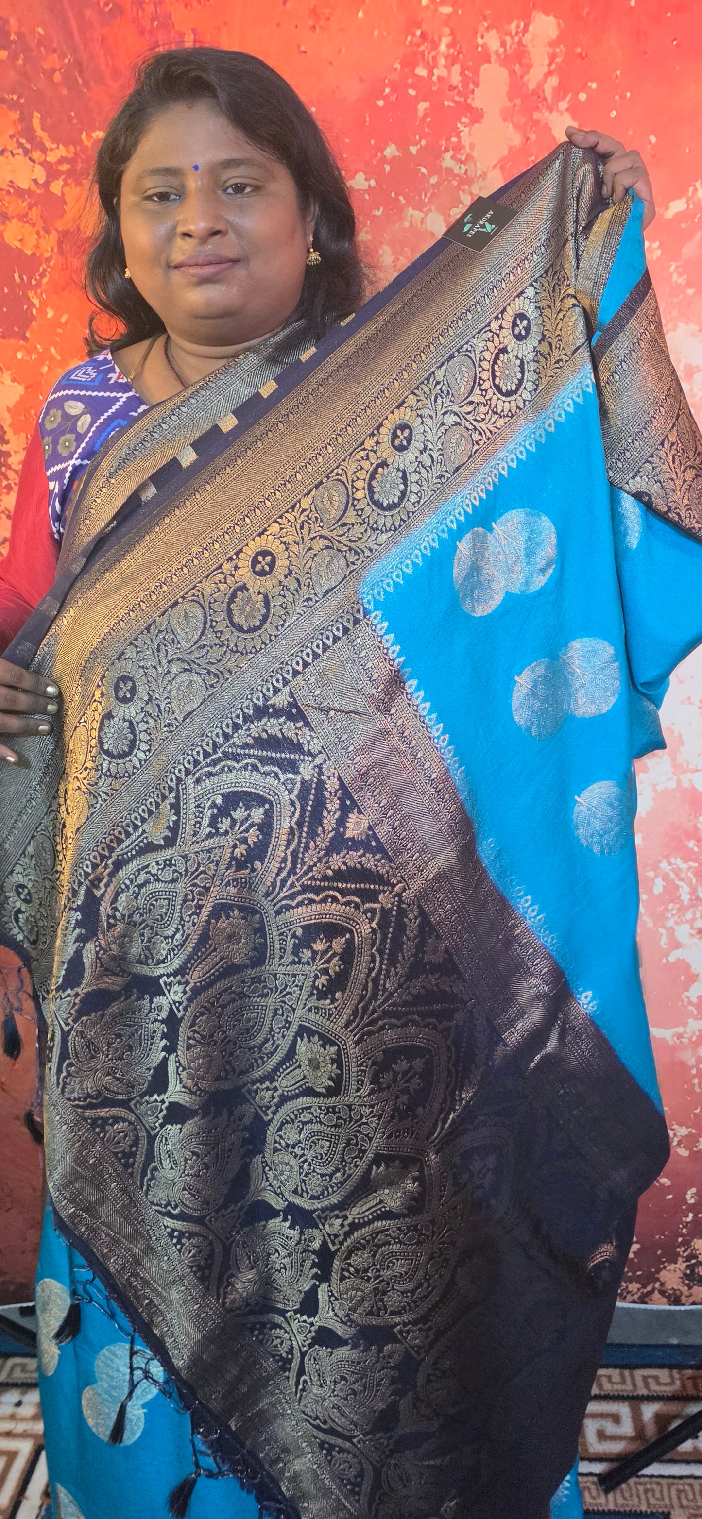 Sapphire Blue banarasi vana premium vegan Kaddi georgette saree MA25208