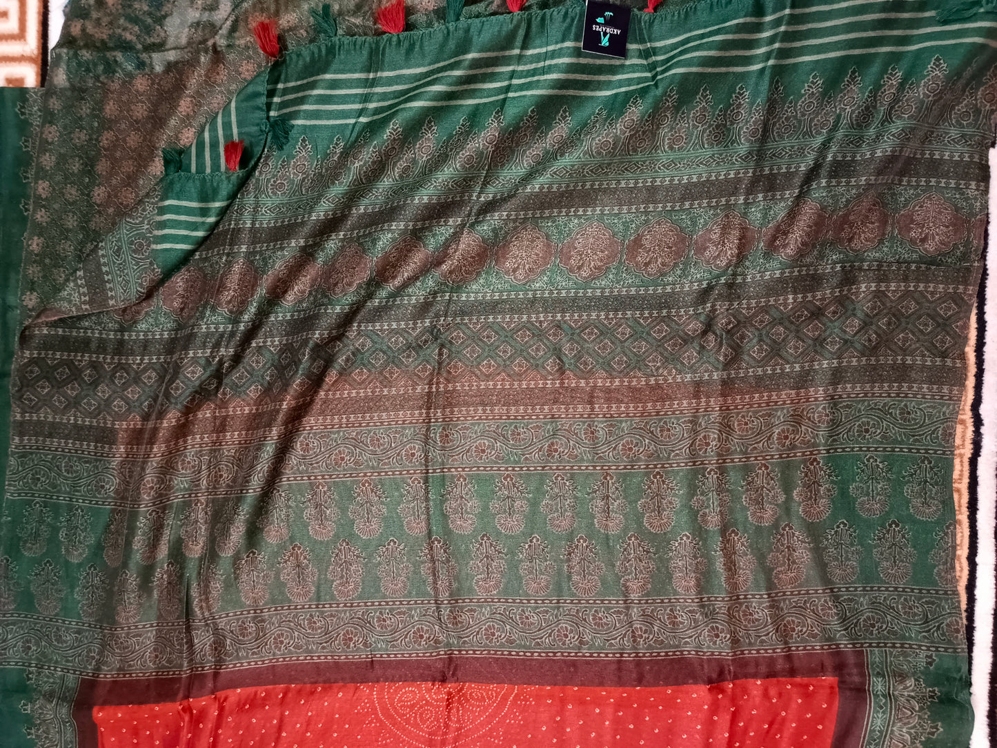 Maroon Fushion bandhini Ajrakh Malai cotton saree HA25414