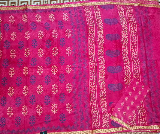 Pink Pina cola Vol 2 Vegan mull cotton saree HA25484