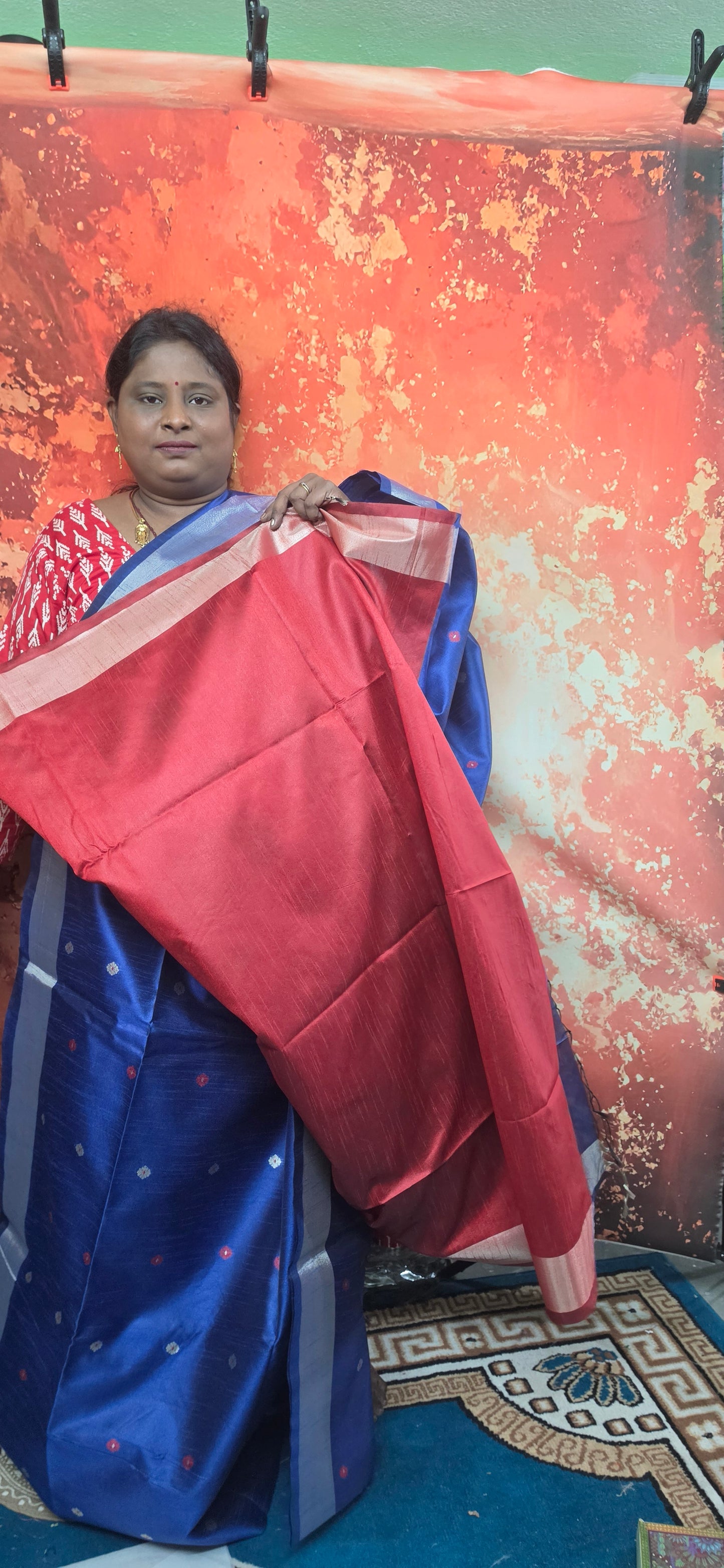 Royal Blue Pythani Vegan Raw Silk Saree HA25533