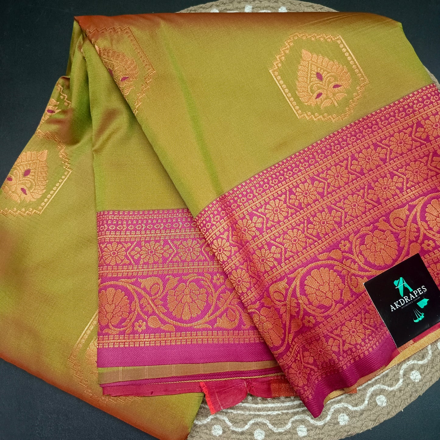 Green Majenta Anantha vastra Vegan Kanchi soft silk saree MA25116