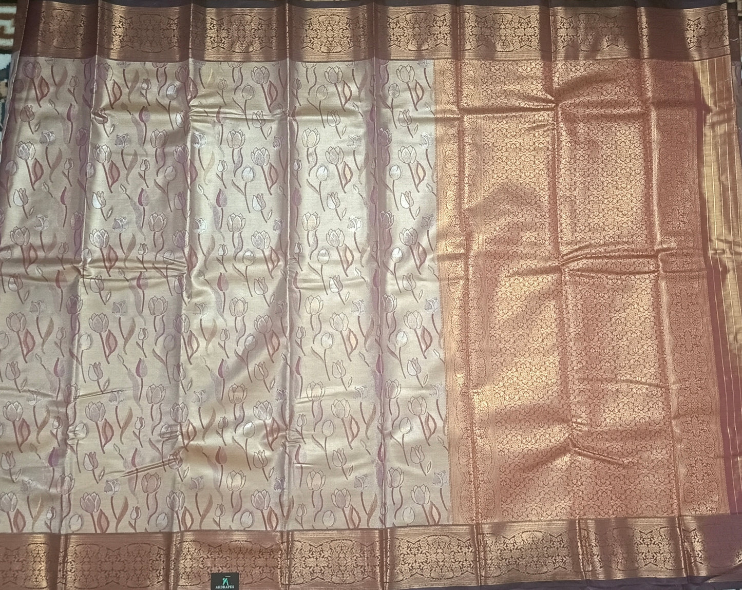 Wine Tulika golden bridal tissue Vegan kanchi saree JA25290