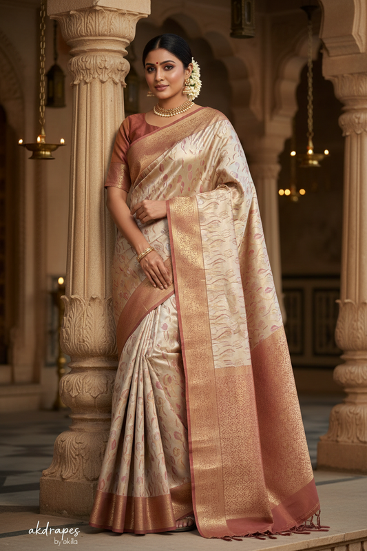 Wine Tulika golden bridal tissue Vegan kanchi saree JA25290