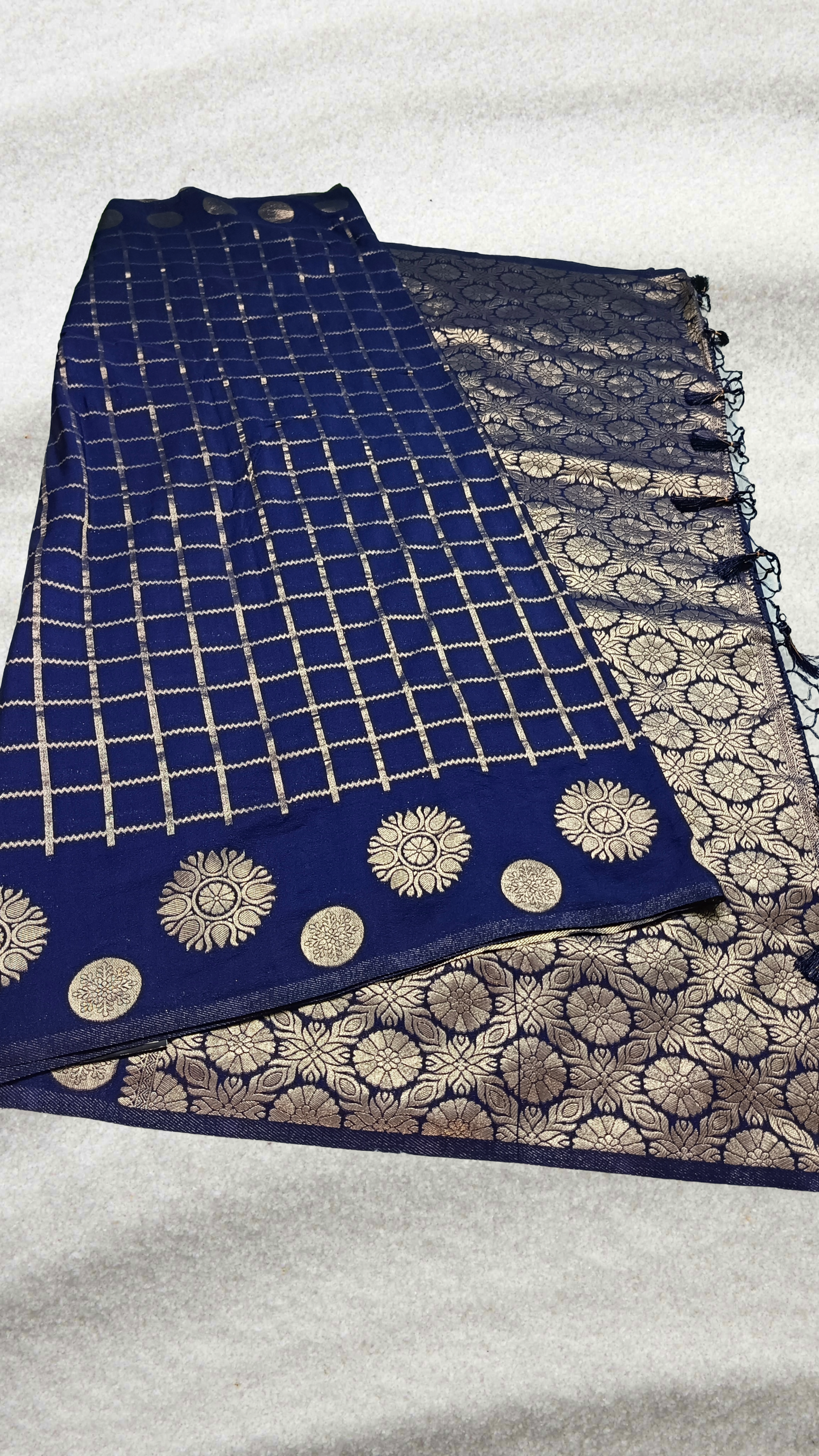 Navy Blue Sudar Chakkram vegan kaddi georgette saree MA25101