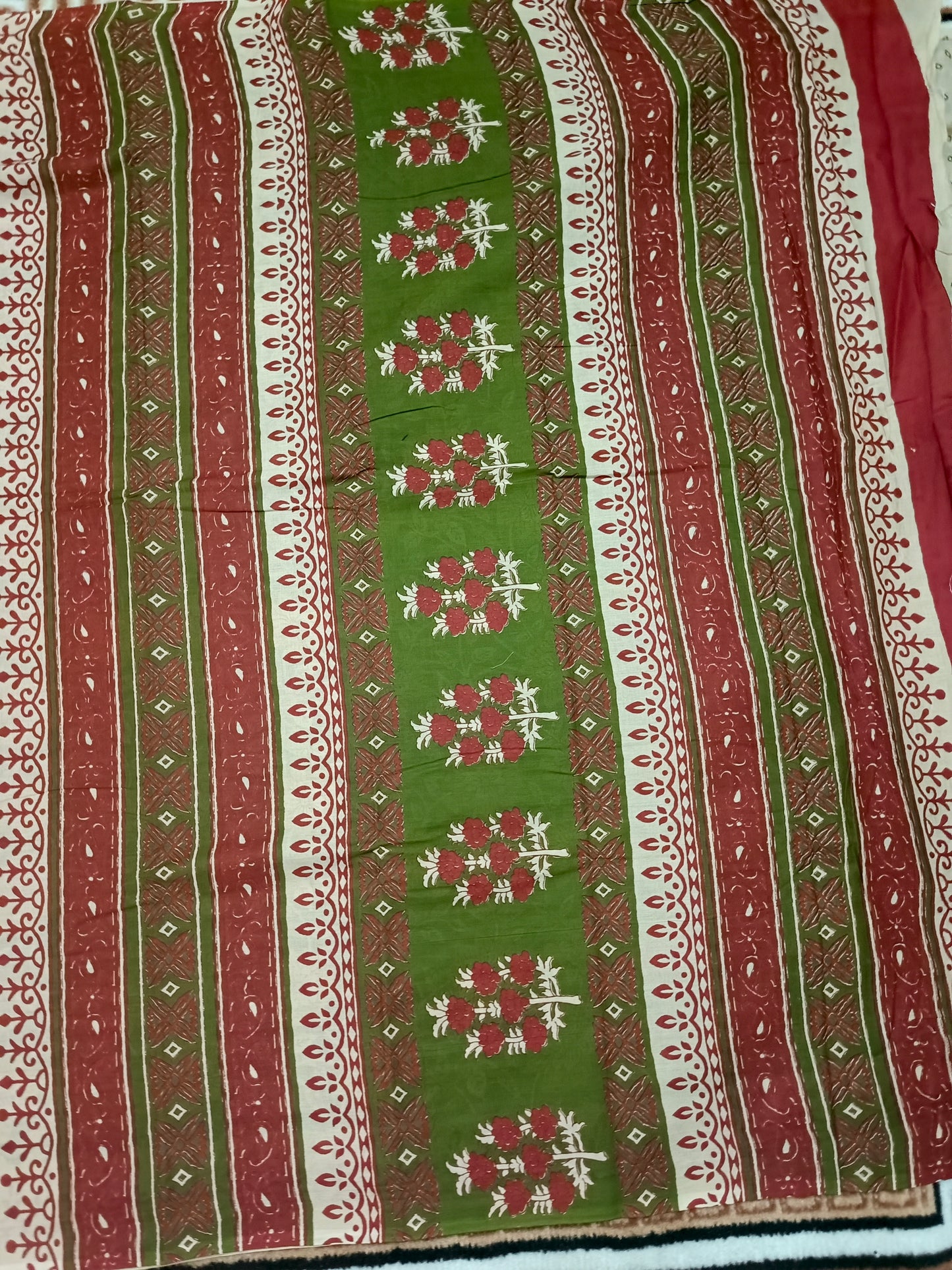 Green kalamkari floral veg dye mull cotton saree HA25530