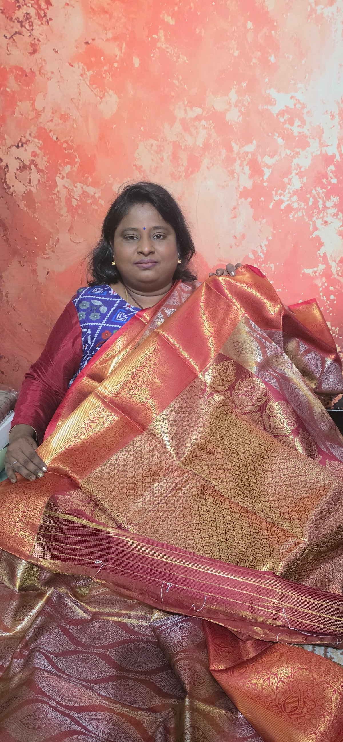 Red Gold Swarnika Vegan bridal silk saree JA25311