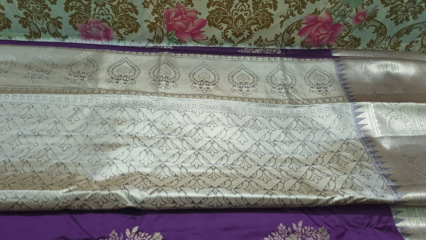 Violet Varnajalam vegan premium kanchi silk saree LA25911