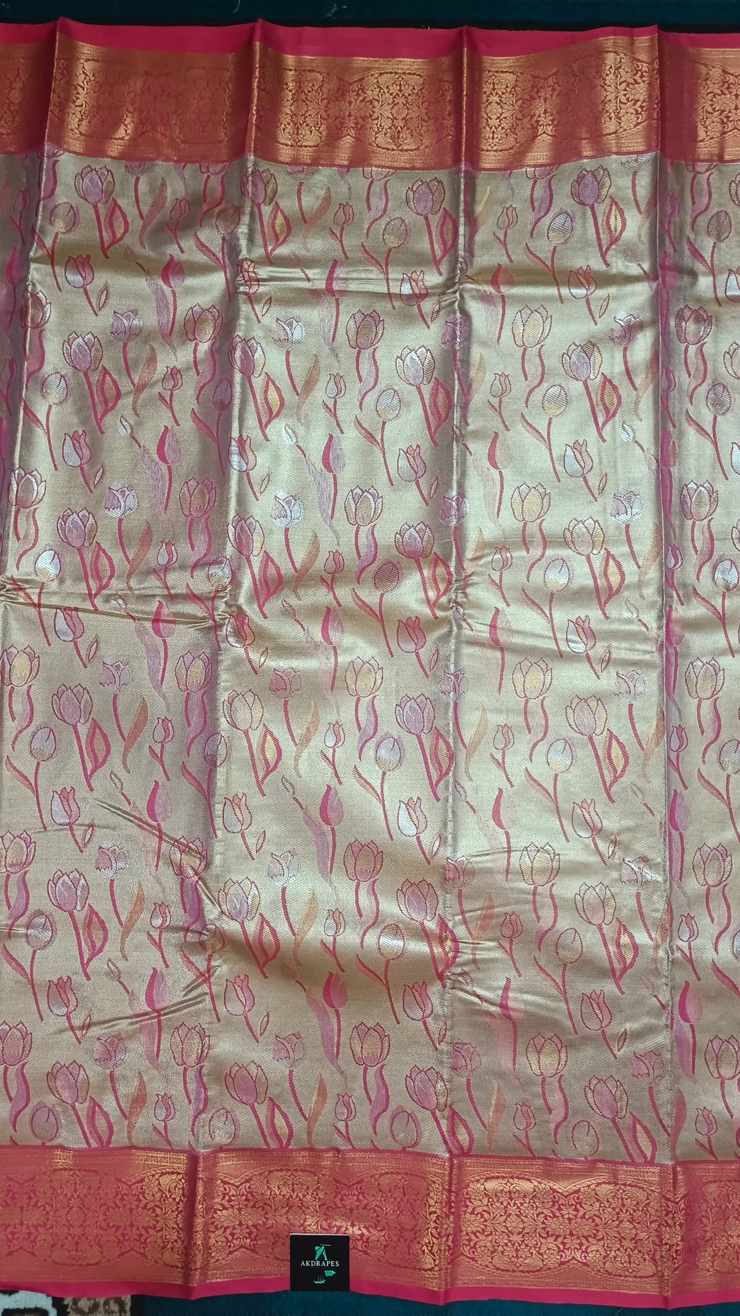 Red Tulika golden bridal tissue Vegan kanchi saree JA25291