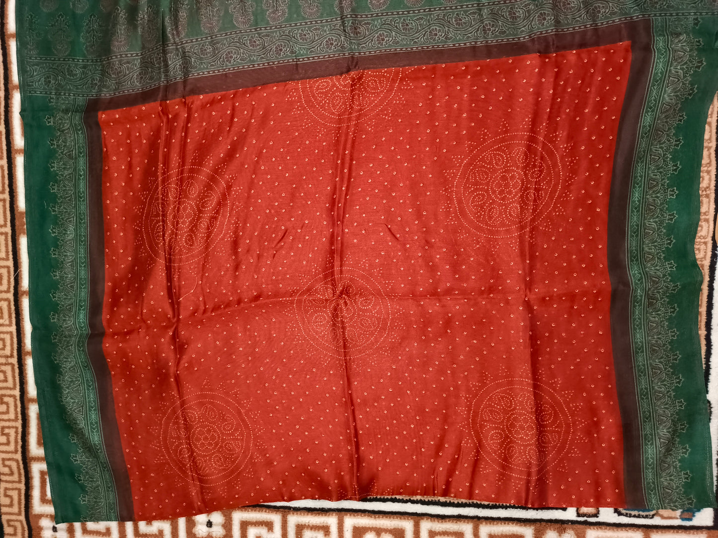 Maroon Fushion bandhini Ajrakh Malai cotton saree HA25414